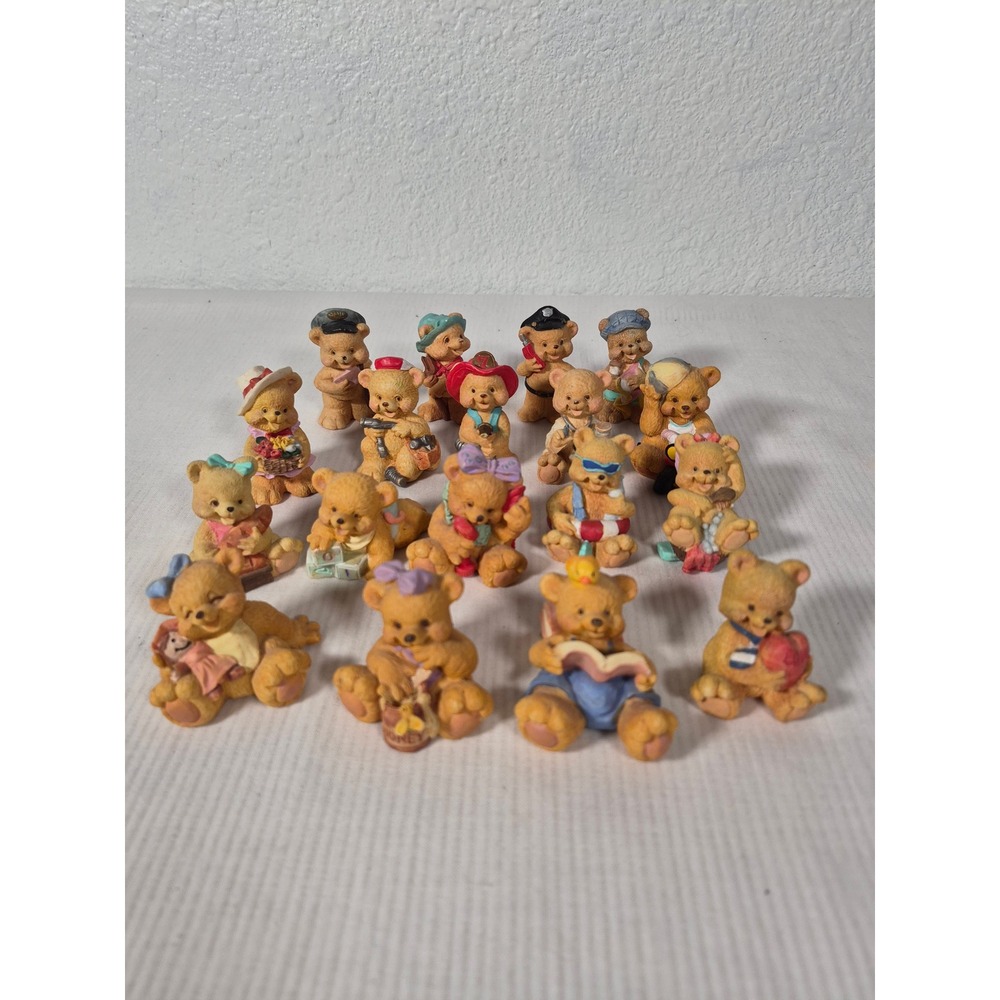Vtg J.C. Resin Teddy Bear Figurines Lot of 18 Miniature Collectible Bear Statues